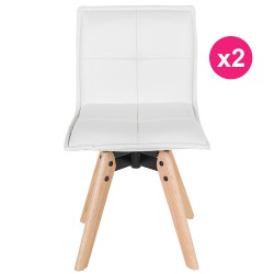 Juego de 2 sillas de cuero blanco KosyForm