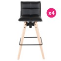 Conjunto de 4 sillas de cuero negro de barra KosyForm