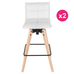 Conjunto de 2 sillas blancas de cuero de KosyForm Bar
