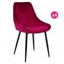 Conjunto de 4 refeição de cadeiras vermelhas de veludo de metais KosyForm Kari preto