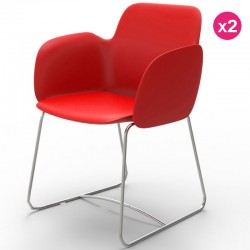 Conjunto de 2 cadeiras Vondom Pezzettina vermelho fosco e metal