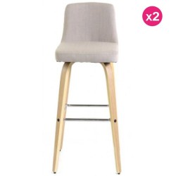 Lot de 2 Chaises Plan de Travail Beige et Plaqué Noyer Keti KosyForm Lot de 2 Chaises Plan de Travail Beige et Plaqué Noyer Keti KosyForm