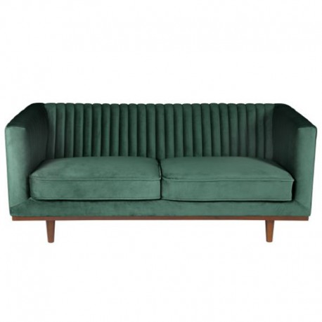 Sofa 2 Places Vintage Green Velvet and Walnut Walnut KosyForm Mantis