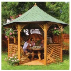 Habrita octagonal pavilion in solid wood diameter of 3.46m with Shingles