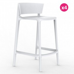 Set of 4 stools worktop Vondom Africa seat height 65 cm Vondom white