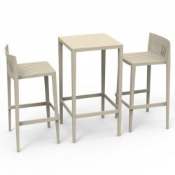 Set Spritz table and 2 stools Vondom seat height 76cm unbleached