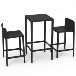 Ensemble Spritz table et 2 tabourets Vondom hauteur d'assise 76cm noir