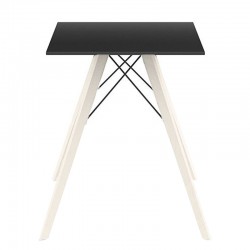 Mesa de jantar Vondom Faz Wood preto quadrado top e pés de carvalho branqueado