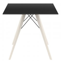 Mesa de comedor Vondom Faz Bandeja de madera 80 Carre negro y pies de roble blanqueado