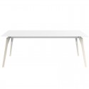 Mesa Vondom Faz Bandeja de madera 200x90 Borde blanco y negro con pies de roble blanqueados