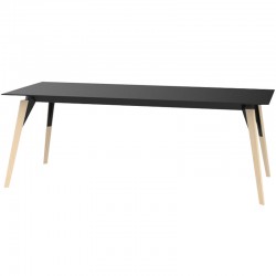 Vondom Faz Wood Plateau Tisch 200X90 Schwarz und Fuß Eiche Blanchieren