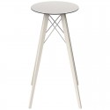 High Table Vondom Faz Wood Tray Round Hpl White and Black Edge with Feet Chene Bleached Diameter 50 x H105cm