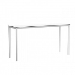 Mesa alta Marco Aluminio Vondom blanco BANDEJA HPL blanco con borde negro 200x60x105