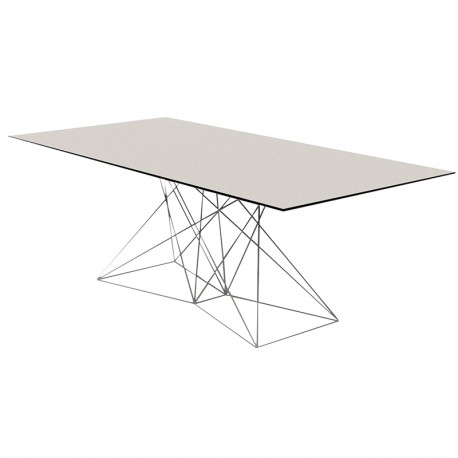 Table Faz Vondom 200x100 piètement inox plateau blanc