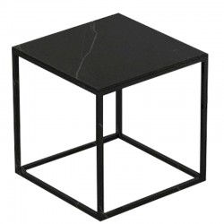 Table basse carrée Pixel Vondom Dekton Kelya noir et pieds noirs 40x40xH25