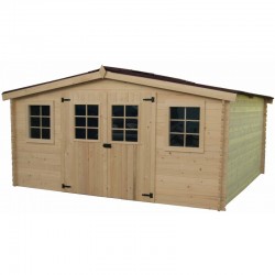 Habrita Garden Shed in solid wood 12.65 m2 with corrugated roof