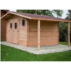 Casetta da giardino Habrita in legno massello di Douglas 17,20 m2 con Bucher