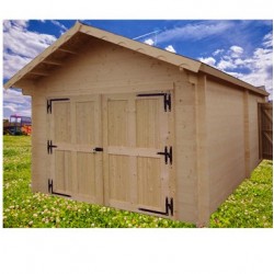 Solid wood garage Habrita 24,23m2 in planks of 60mm