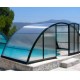 Gabinete de piscina de altura média Abrigo telescópico Madeira 12,76x6m pronto a instalar