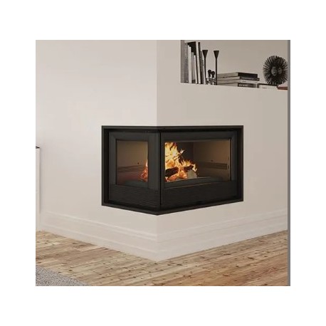 Inserto in legno angolare smaltato sinistro Bronpi Paris 90-EI Vision 14kW con turbina