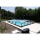 Cerramiento de piscina baja Refugio telescópico Chipre 8.37x4.50m sin riel