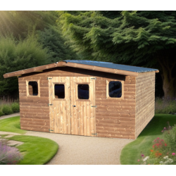 Habrita Thermabri solid wood garden shed 15.14 m2 with steel roof