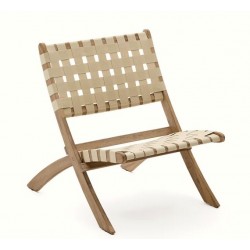 Beli opklapbare fauteuil in massief hout en crèmekleurig touw VeryForma