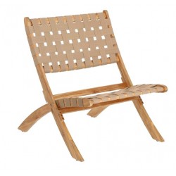 Beli Sillón plegable en madera maciza y cuerda beige VeryForma