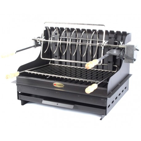 Le Marquier Mendy Barbecue in acciaio nero con girarrosto