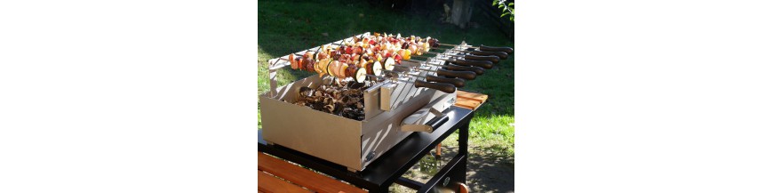 Barbecue e Grills con legno e carbone